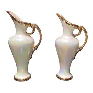 Vintage Lustre Line Pitcher With Gold Accents By Cathy